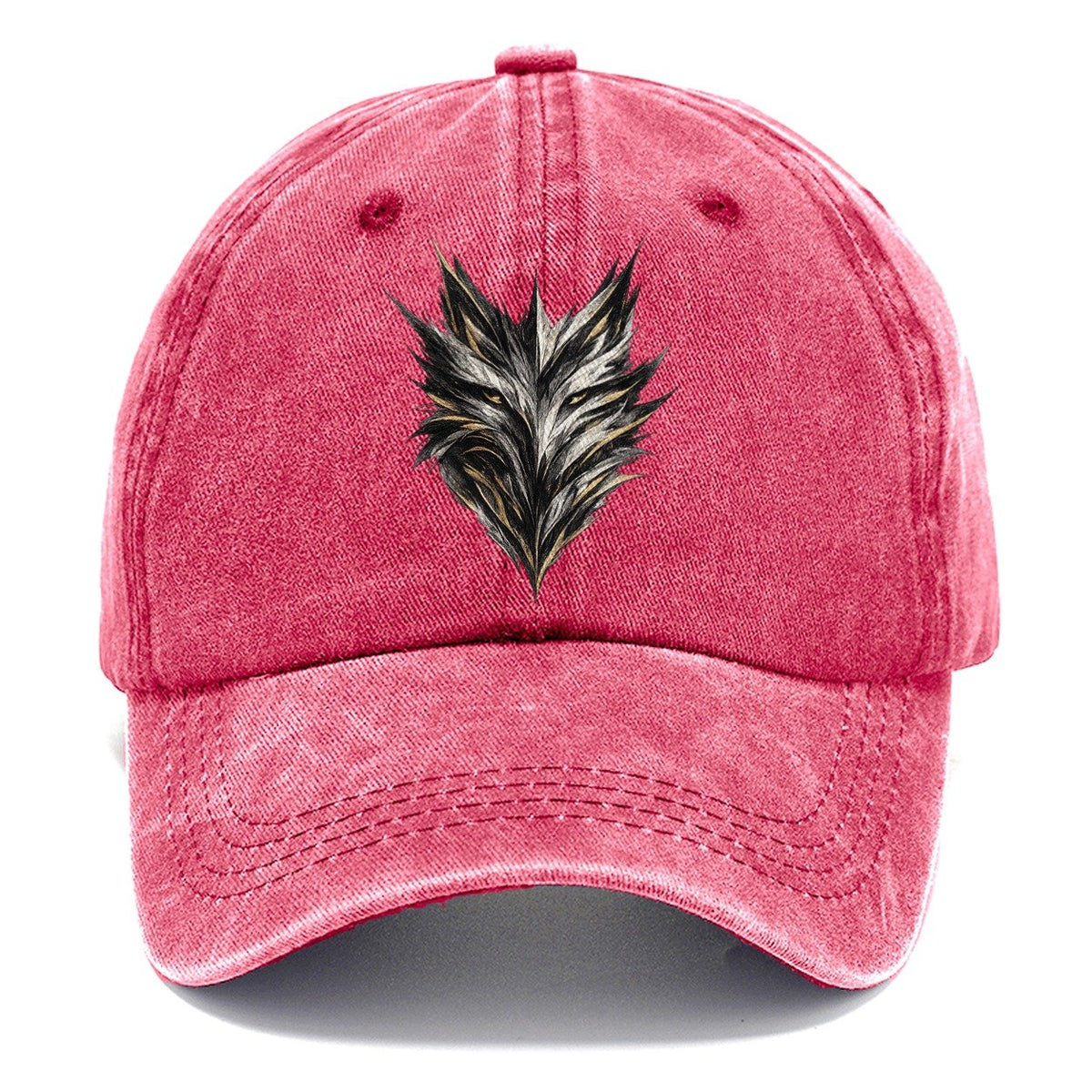 Black Gold Wolf Face Classic Cap – Pomegranate Blush