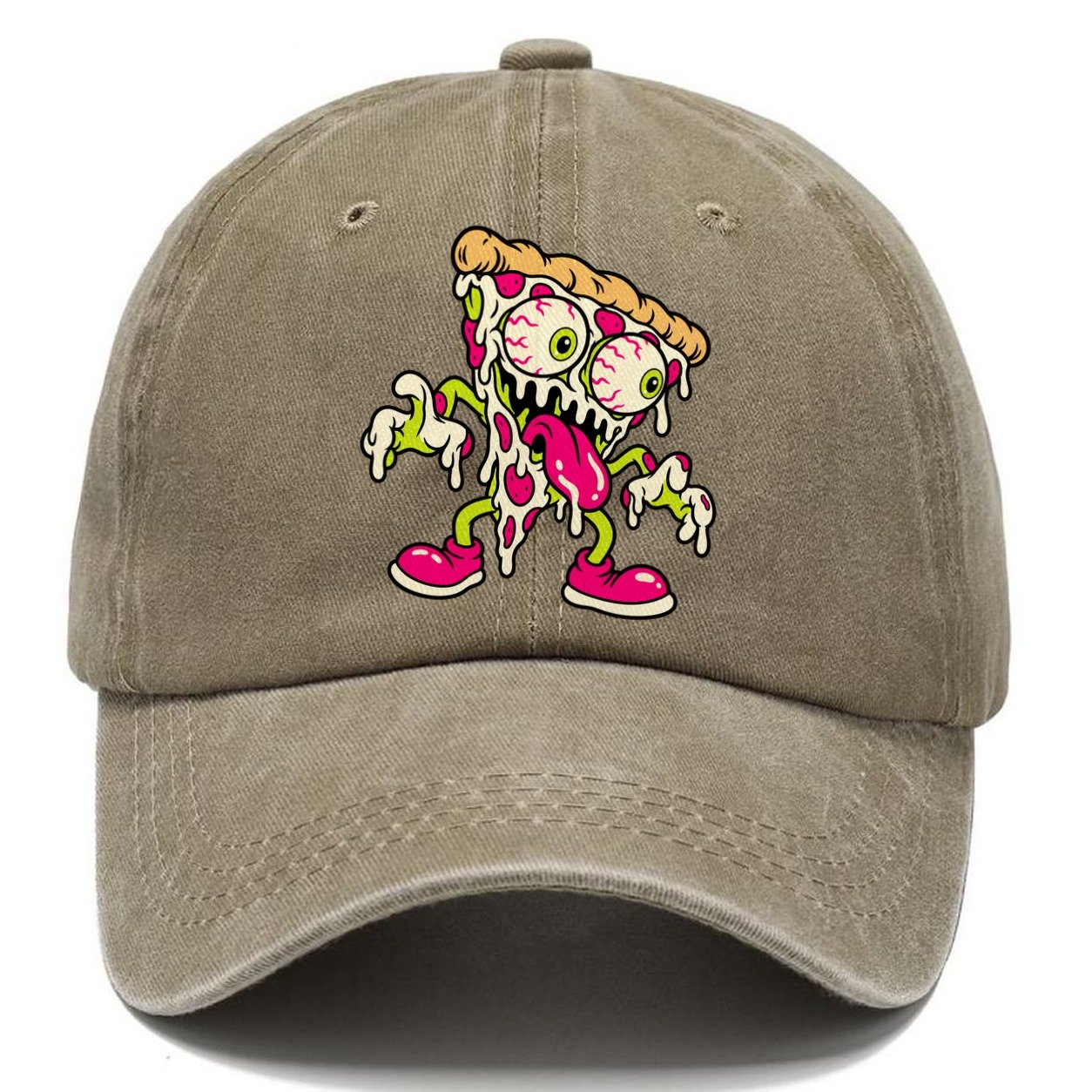 Bug Eyed Pizza Slice Crazy Styles Classic Cap – Warm Sand