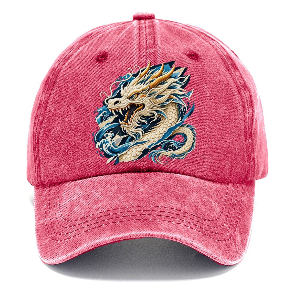 Roaring Dragon with Blue Waves Classic Cap – Pomegranate Blush