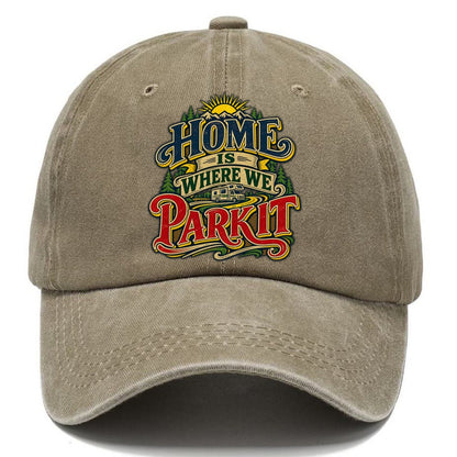 Home Is Where We Park It Retired Living Classic Cap – Warm Sand