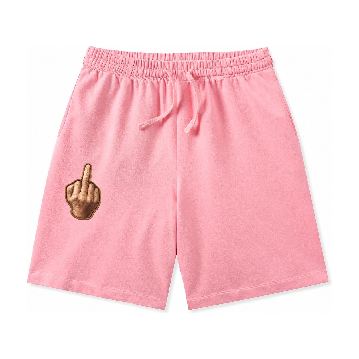 Middle Finger Hand Gesture In Skin Tone Attitude Washed Shorts – Pink
