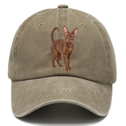 Cornish Rex Standing Three Quarter Realistic Cat Portrait Classic Cap – Warm Sand