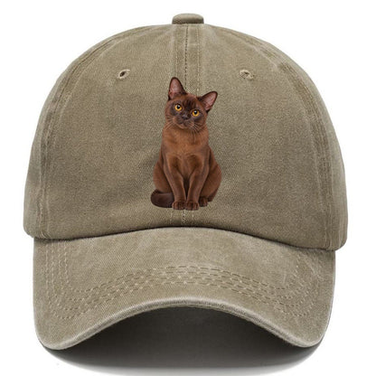 Burmese Seated Portrait Realistic Cat Portrait Classic Cap – Warm Sand