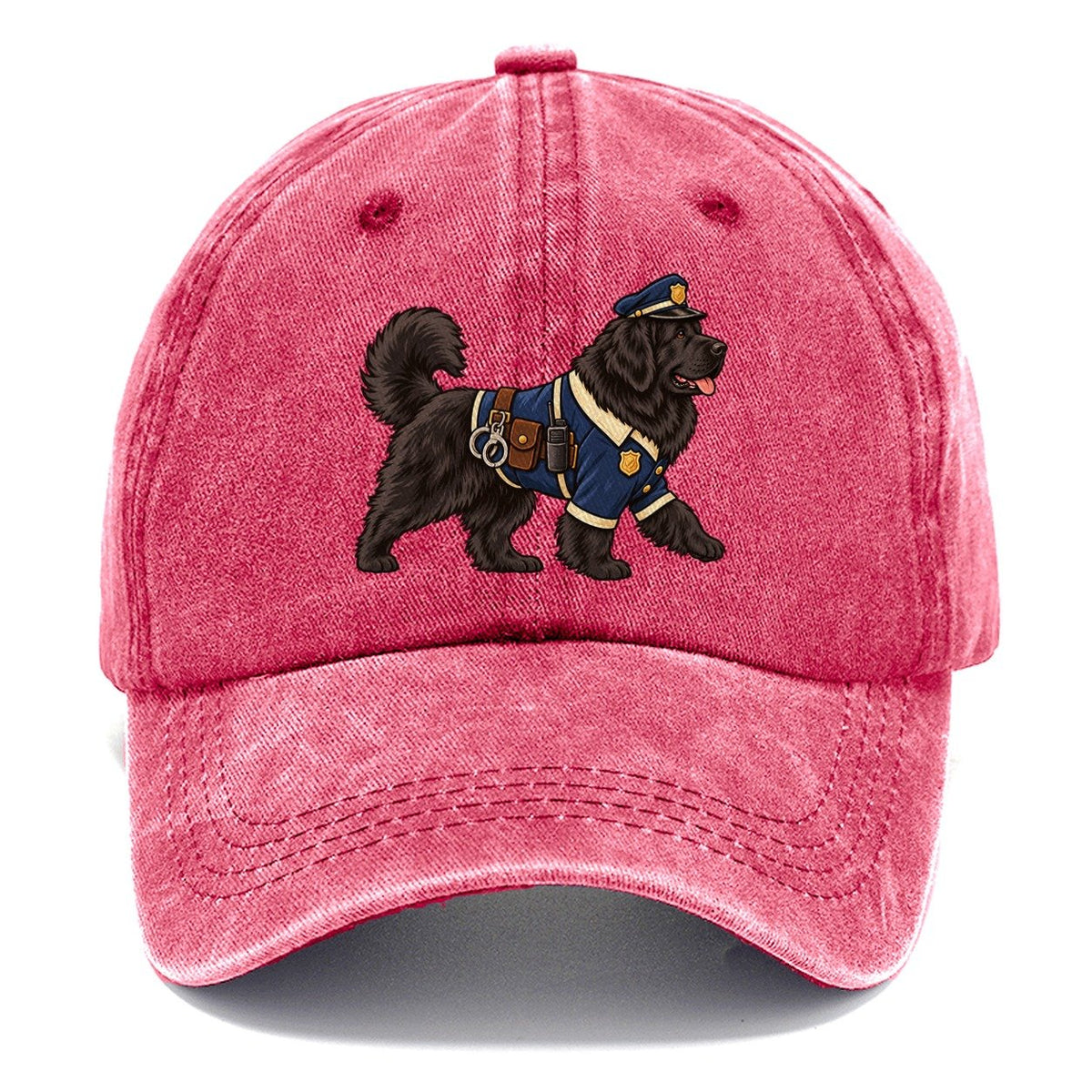 One Newfoundland In Halloween Costume Police Officer Costume With A Tiny Cap And Badge Halloween Dog Parade Classic Cap – Pomegranate Blush