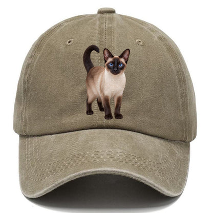 Siamese Standing Three Quarter Realistic Cat Portrait Classic Cap – Warm Sand