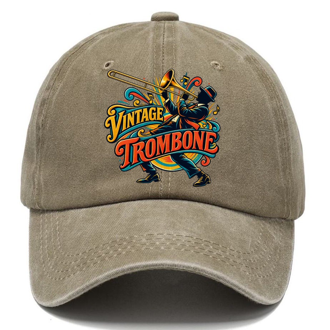 Vintage Trombone Music Instruments Classic Cap – Warm Sand