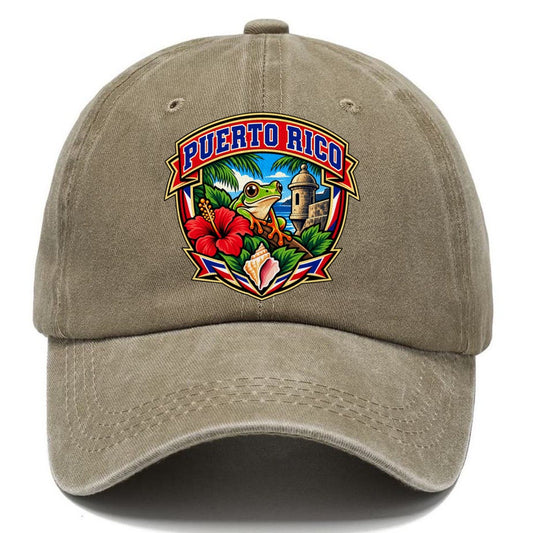 Puerto Rico Retro Badge Country Logos Classic Cap – Warm Sand