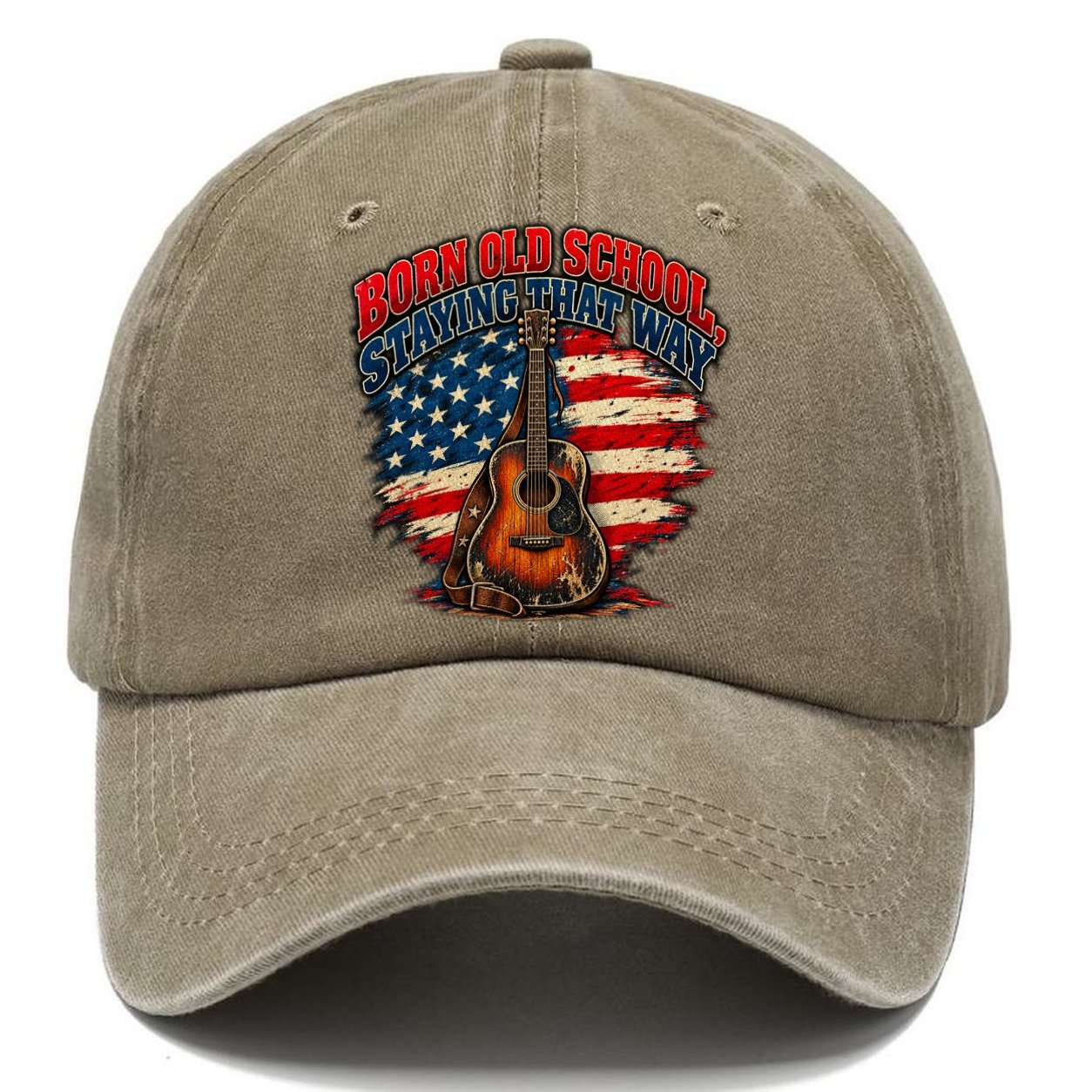 Born Old School Staying That Way Old Man Strong Classic Cap – Warm Sand