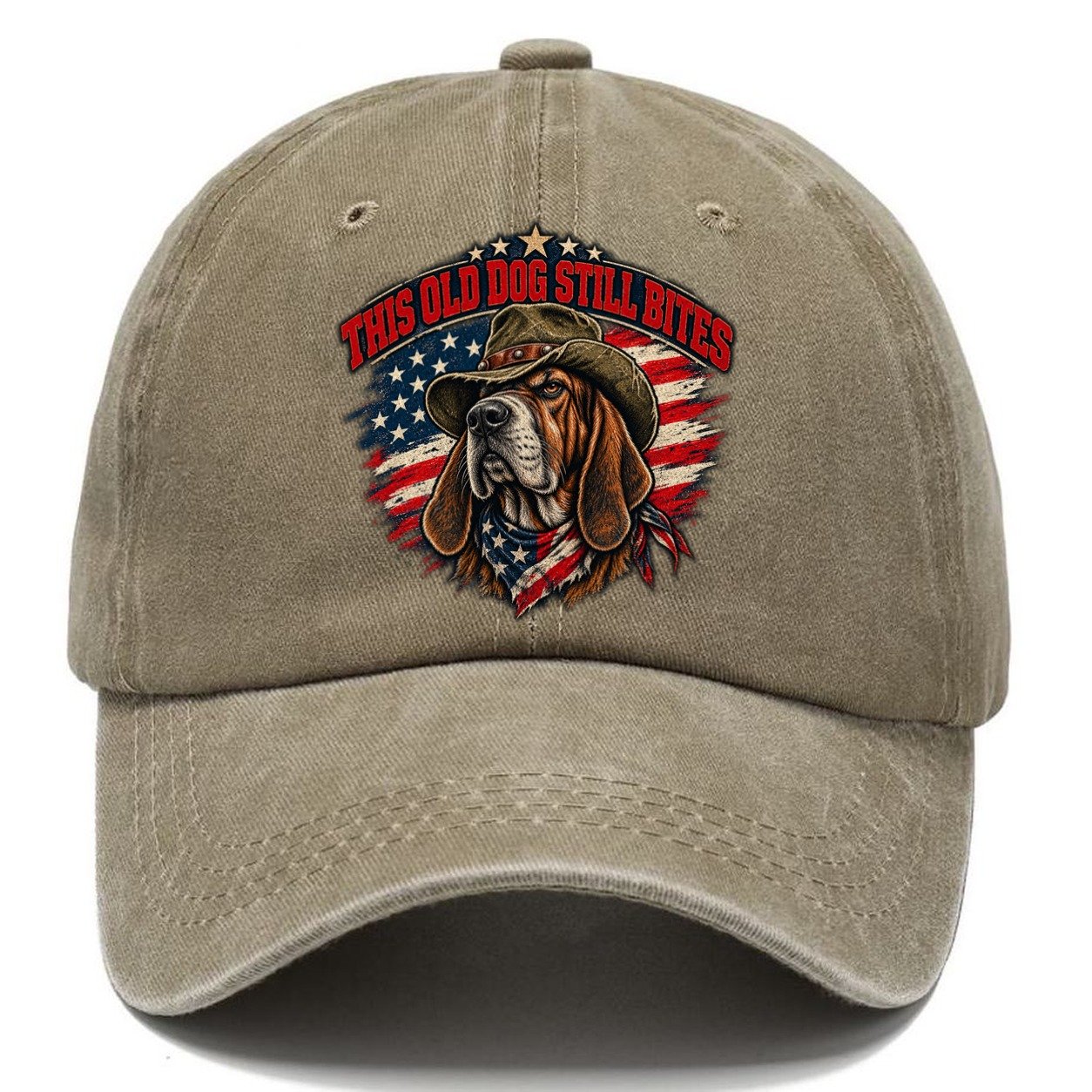 This Old Dog Still Bites Old Man Strong Classic Cap – Warm Sand