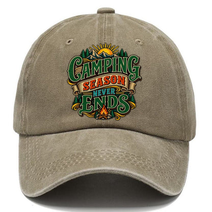 Camping Season Never Ends Retired Living Classic Cap – Warm Sand