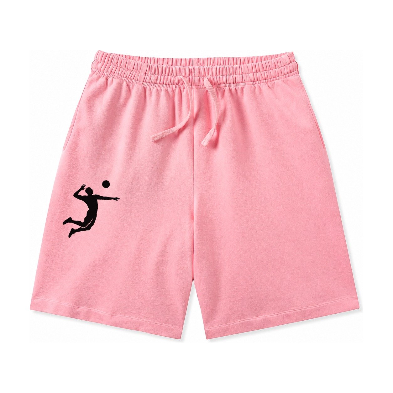 Volleyball Player Spiking Ball Washed Shorts – Pink