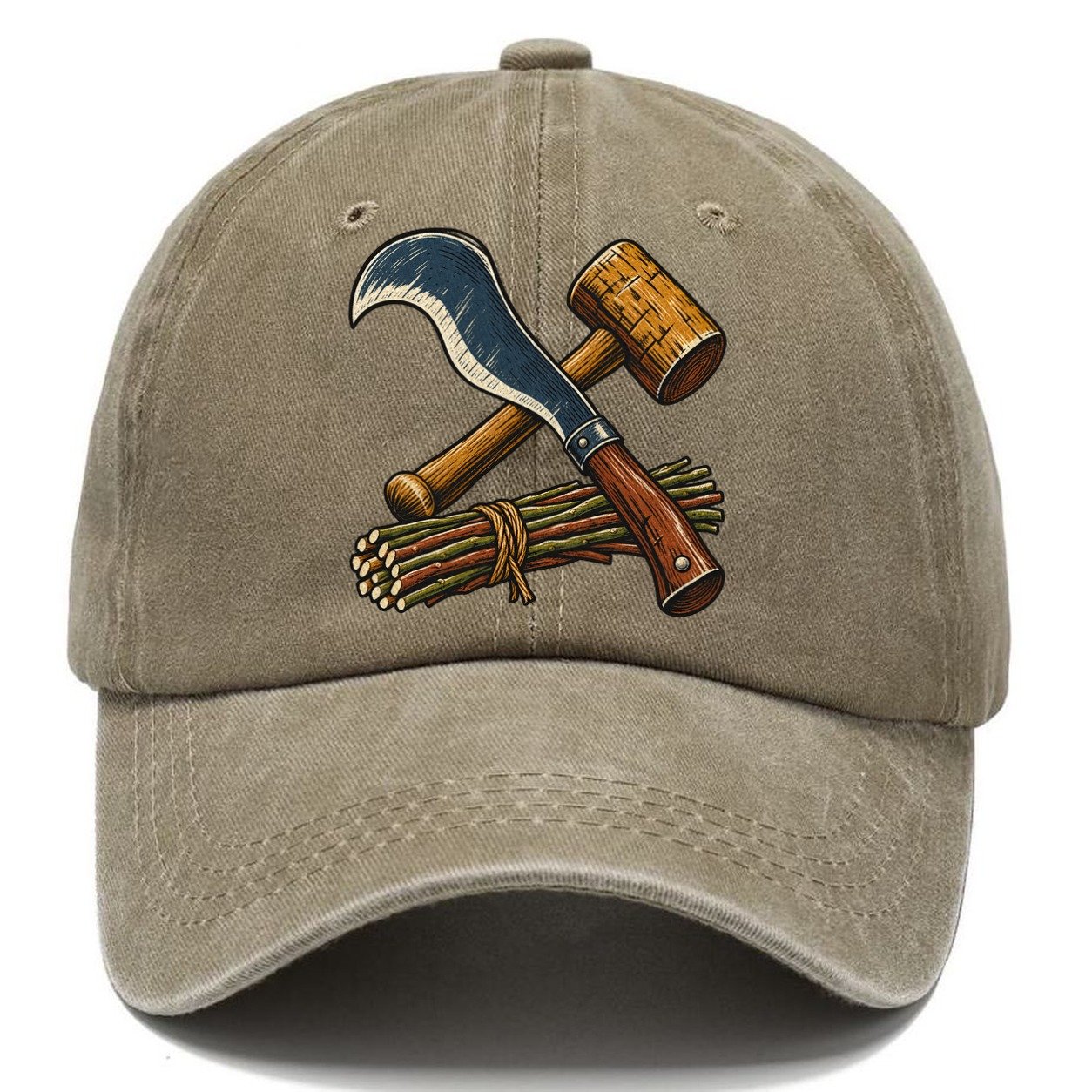 Hedgelayer Billhook Mallet And Hazel Rods Uk Culture Heritage Classic Cap – Warm Sand