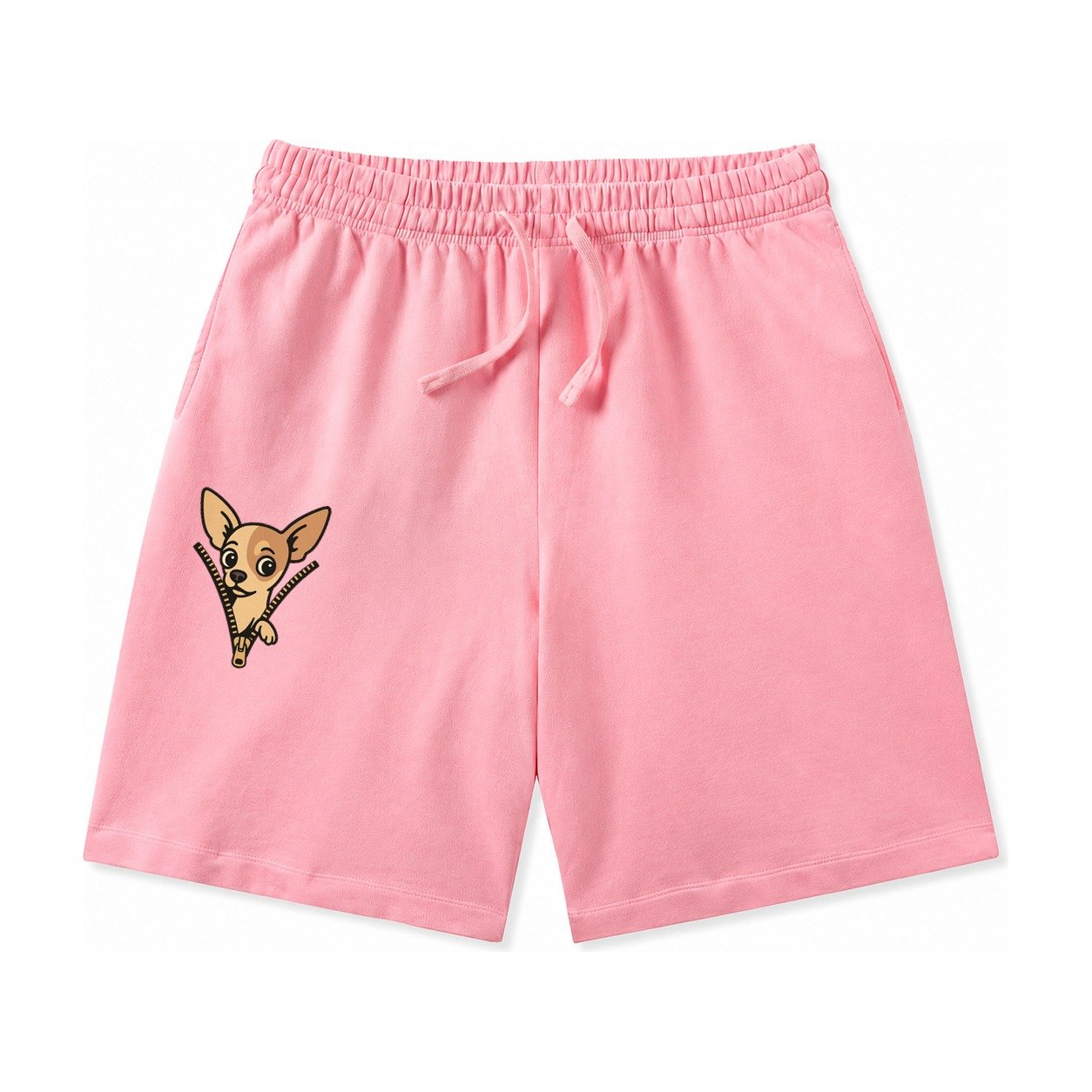 Chihuahua Apple Head Large Pointed Ears Big Round Eyes Tiny Washed Shorts – Pink