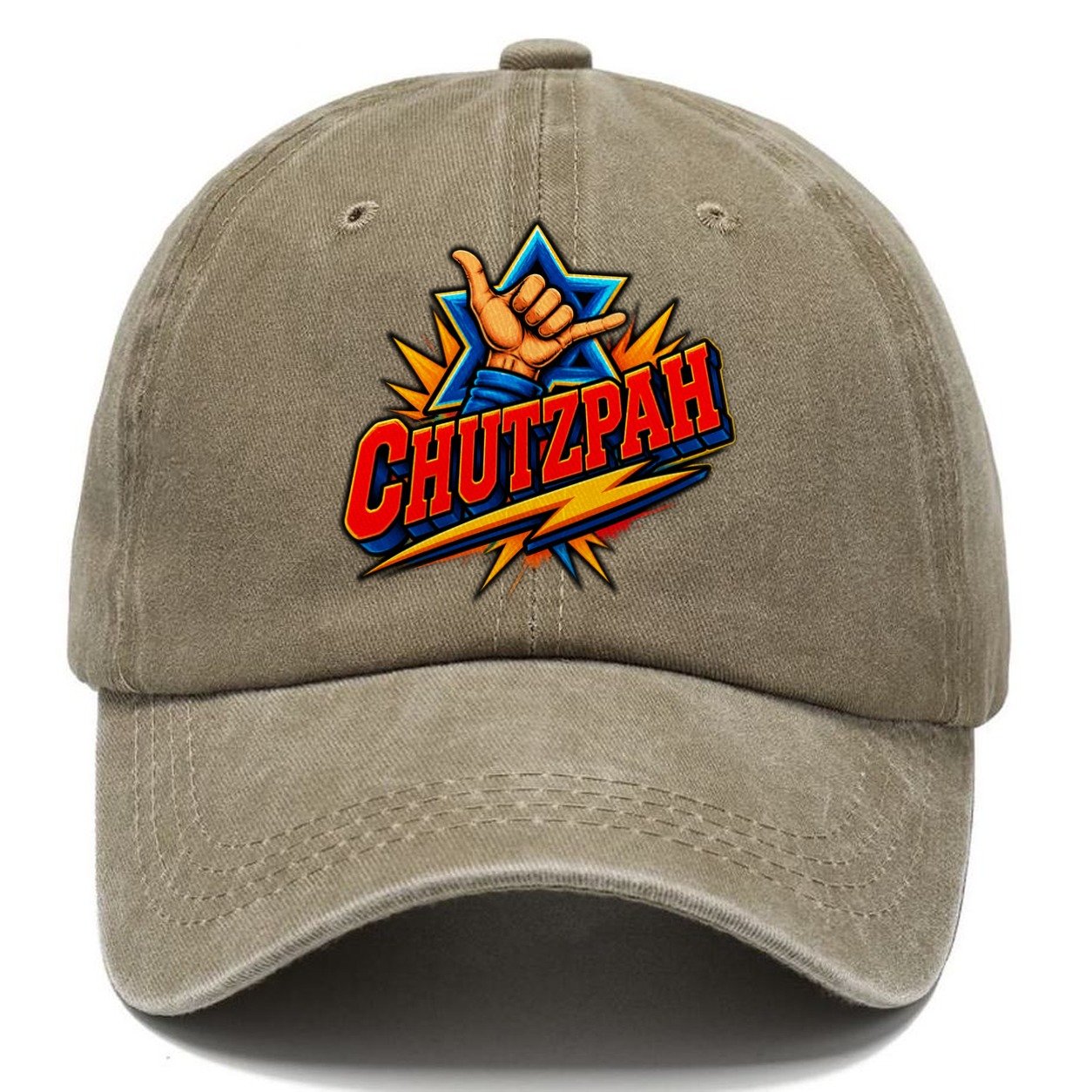 Chutzpah Attitude Judaism Heritage Classic Cap – Warm Sand