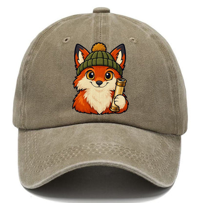 Stargazing Fox In A Beanie Astronomy And Stargazing Classic Cap – Warm Sand