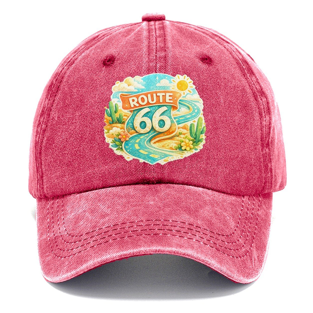Route 66 Highway Shield Classic Cap – Pomegranate Blush