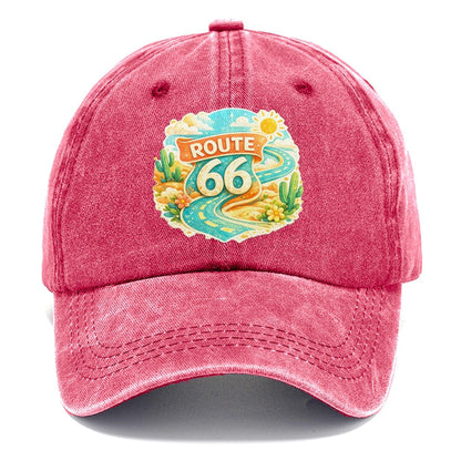 Route 66 Highway Shield Classic Cap – Pomegranate Blush