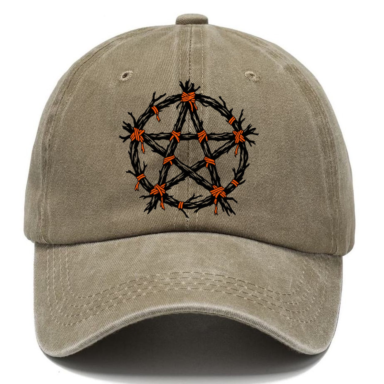 Twig Bound Pentacle Witch Magic Classic Cap – Warm Sand