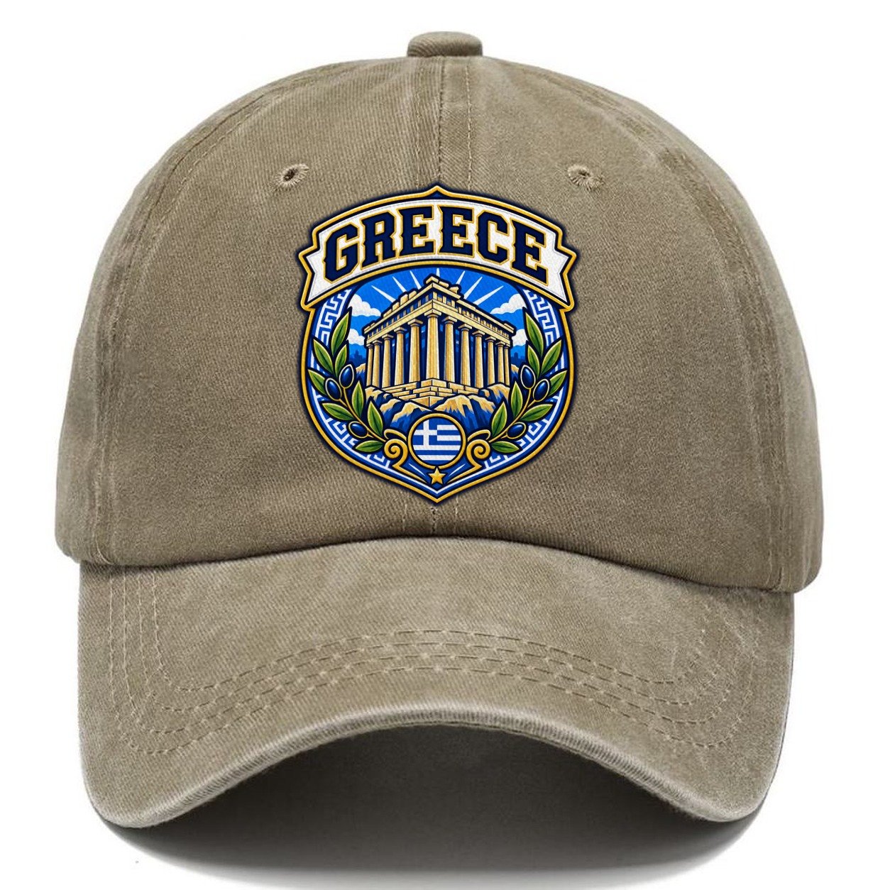 Greece Retro Badge Country Logos Classic Cap – Warm Sand