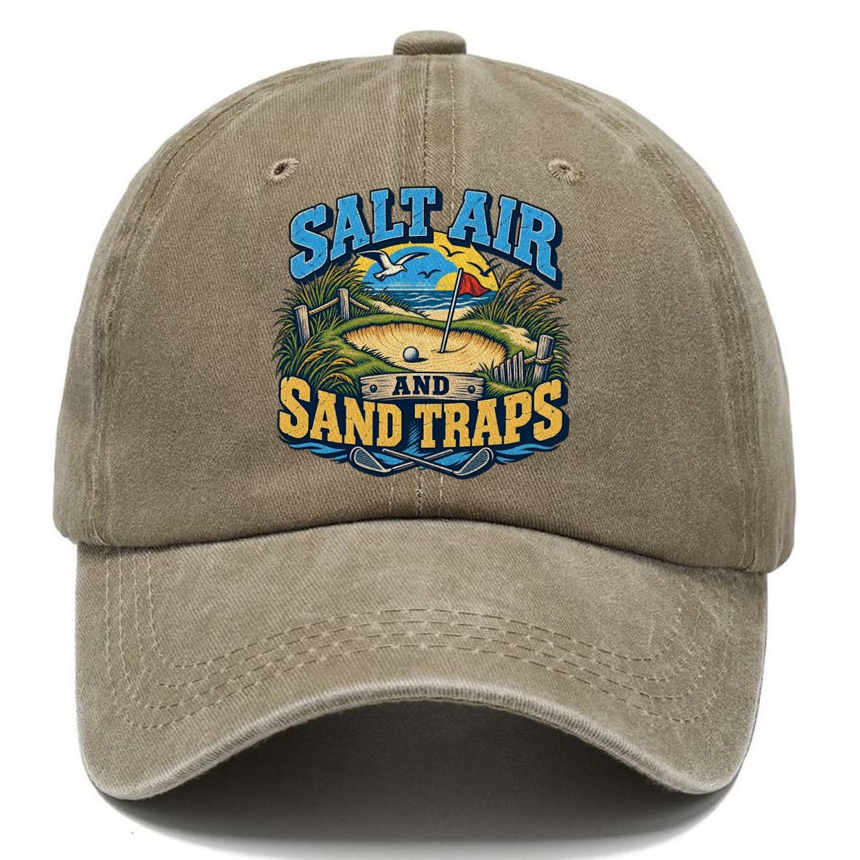Salt Air And Sand Traps Golf Life Classic Cap – Warm Sand