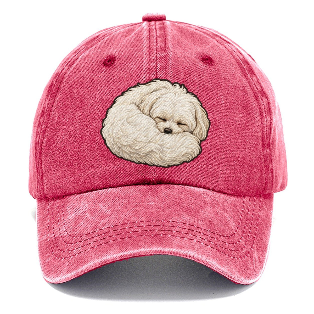 Maltese Curled Asleep Fan Favorites Classic Cap – Pomegranate Blush