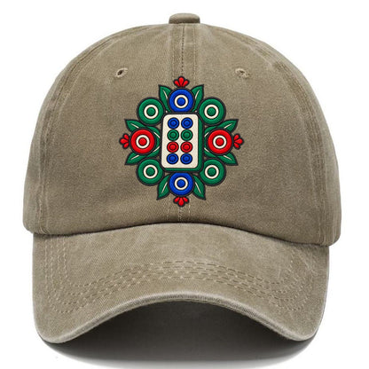 Eight Dot Bloom Mahjong Game Night Classic Cap – Warm Sand
