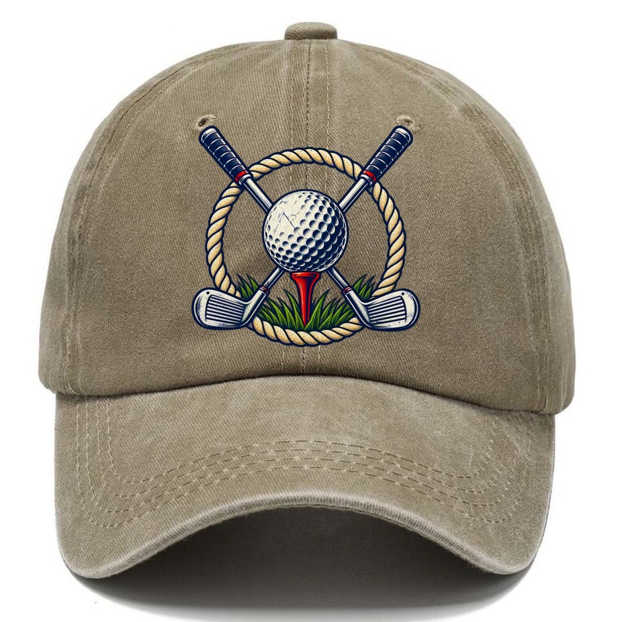 Crossed Clubs Crest Golf Life Classic Cap – Warm Sand