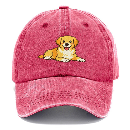Smiling Golden Retriever Puppy Classic Cap – Pomegranate Blush