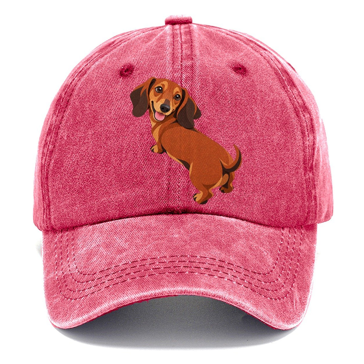 Happy Dachshund Looking Back Classic Cap – Pomegranate Blush