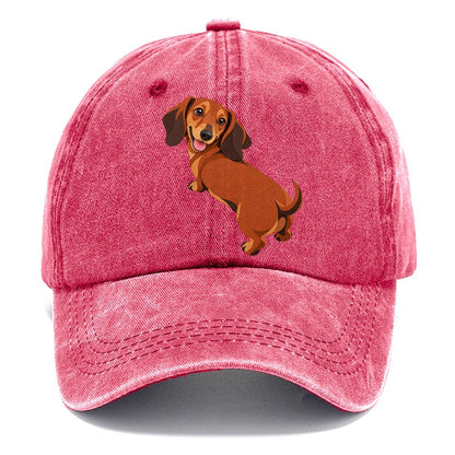 Happy Dachshund Looking Back Classic Cap – Pomegranate Blush