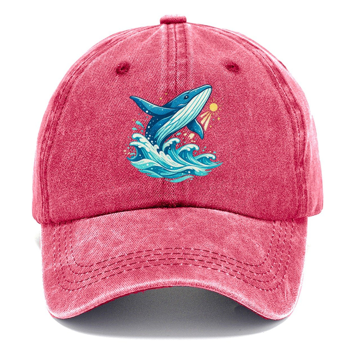 Vintage Whale Ocean Waves Classic Cap – Pomegranate Blush