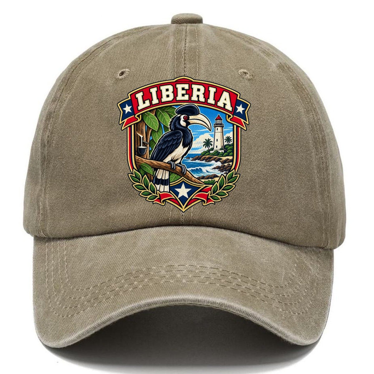 Liberia Retro Badge Country Logos Classic Cap – Warm Sand