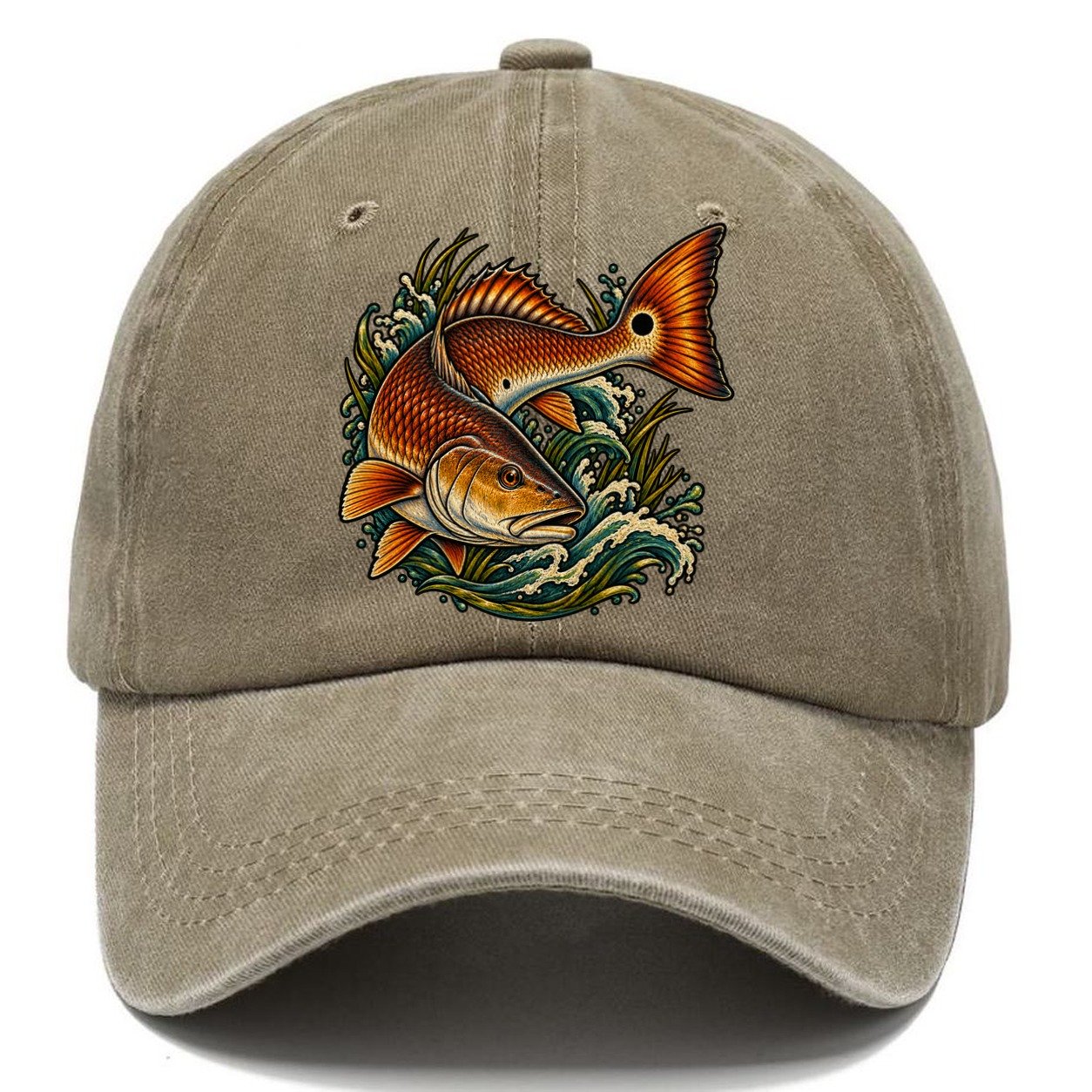 Redfish Tail Spot Fishing Club Classic Cap – Warm Sand