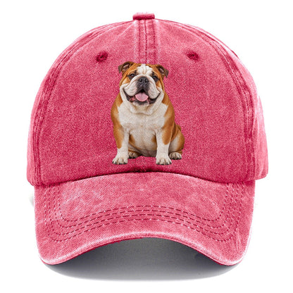 English Bulldog Sitting Top Breeds Classic Cap – Pomegranate Blush