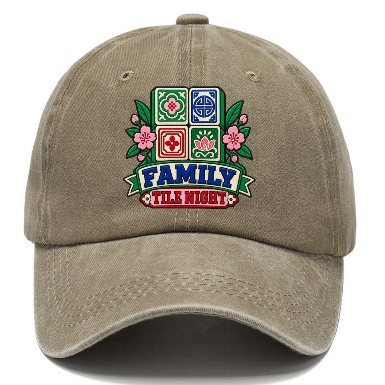 Family Tile Night Mahjong Game Night Classic Cap – Warm Sand