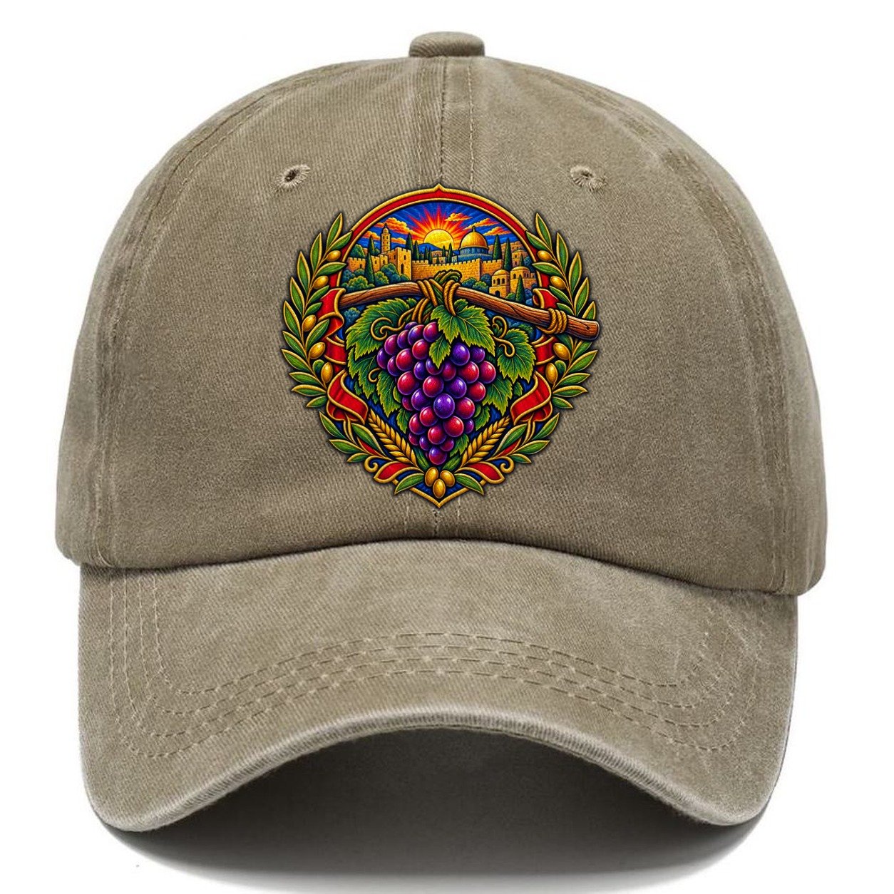 Grape Cluster Of The Spies Jerusalem Classic Cap – Warm Sand