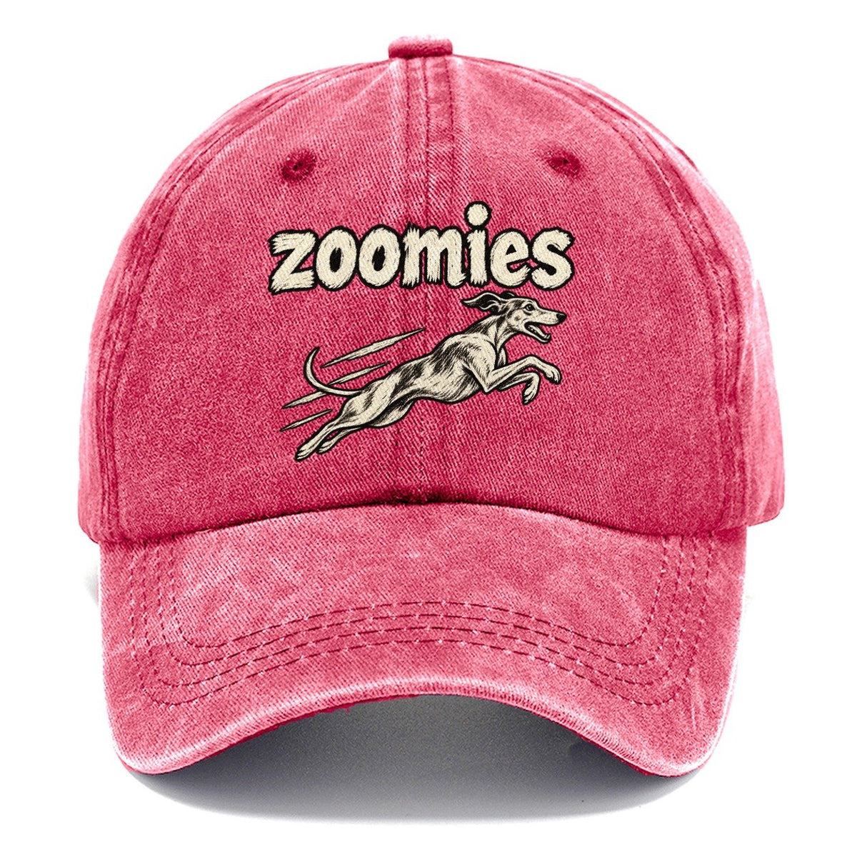 A Small Whippet Silhouette At Full Stretch Mid Sprint Bark For Me Classic Cap – Pomegranate Blush