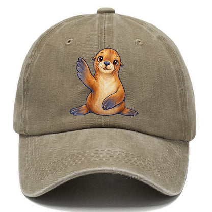 Sea Lion Front Flipper Wave Sea Sprite Classic Cap – Warm Sand