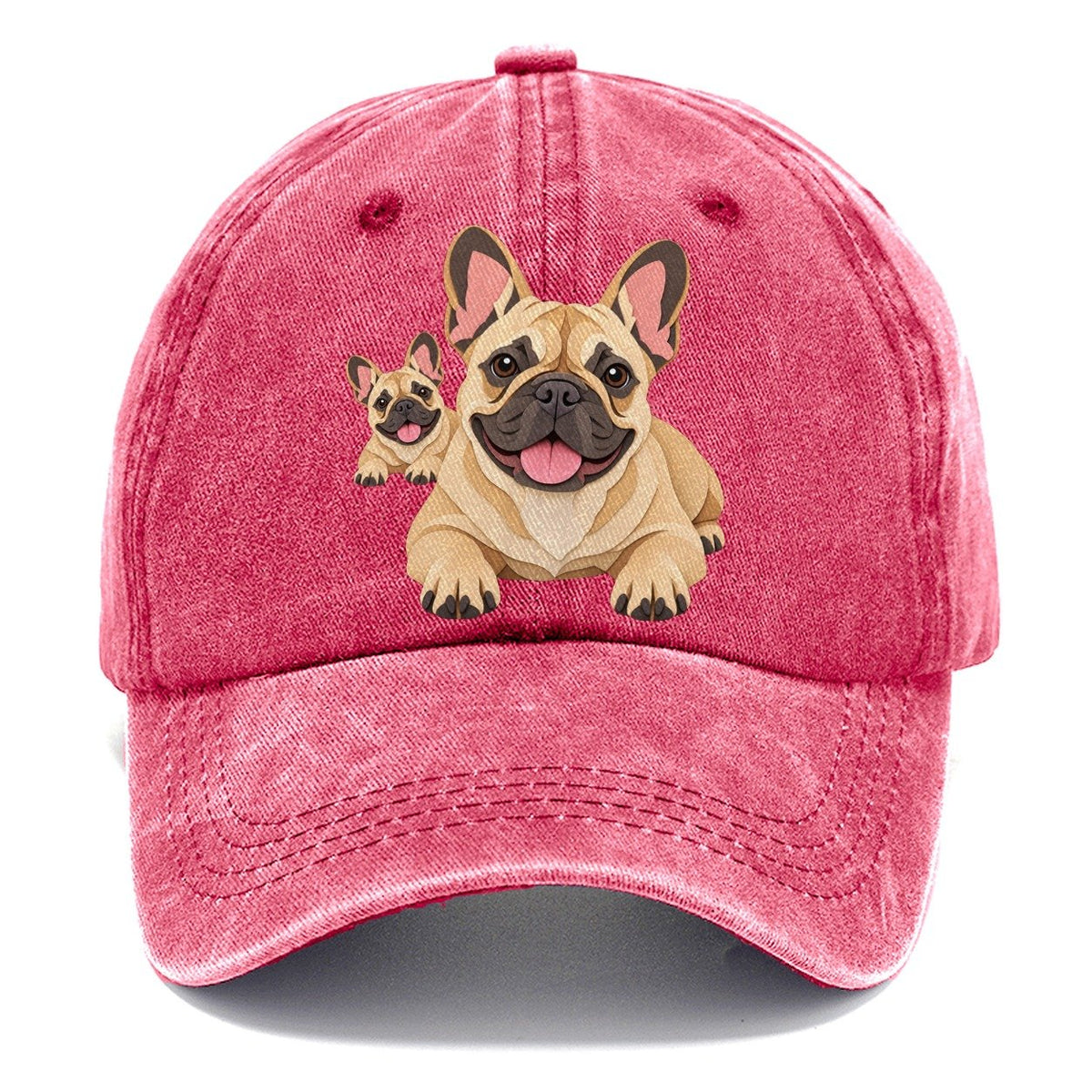 Cut-Paper Collage French Bulldog Lying Down Classic Cap – Pomegranate Blush