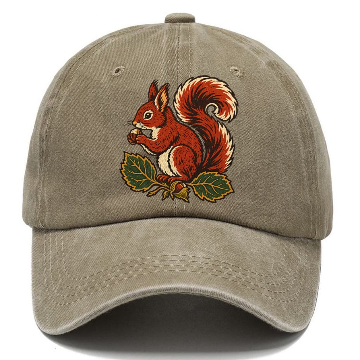 Lake District Red Squirrel And Hazelnuts Uk Culture Heritage Classic Cap – Warm Sand