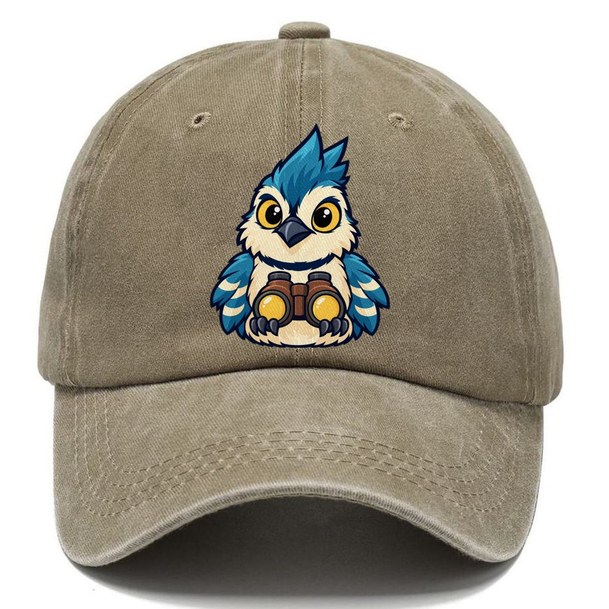 Jay With Binoculars Birdwatching Classic Cap – Warm Sand