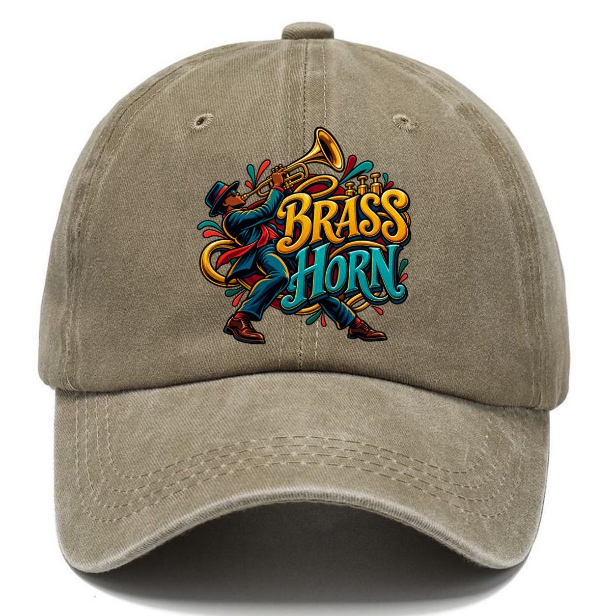 Brass Horn Wordmark Music Instruments Classic Cap – Warm Sand