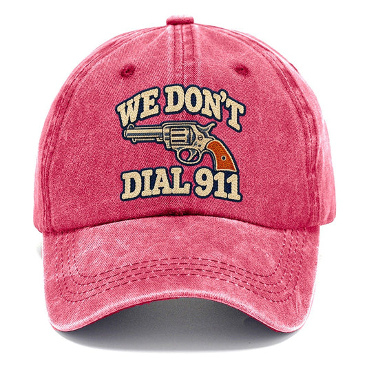 Denim Chainstitch We Don't Dial 911 Classic Cap – Pomegranate Blush