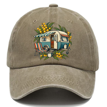 Retro Caravan Folding Chair And Enamel Mug Australia Cultural Icons Classic Cap – Warm Sand