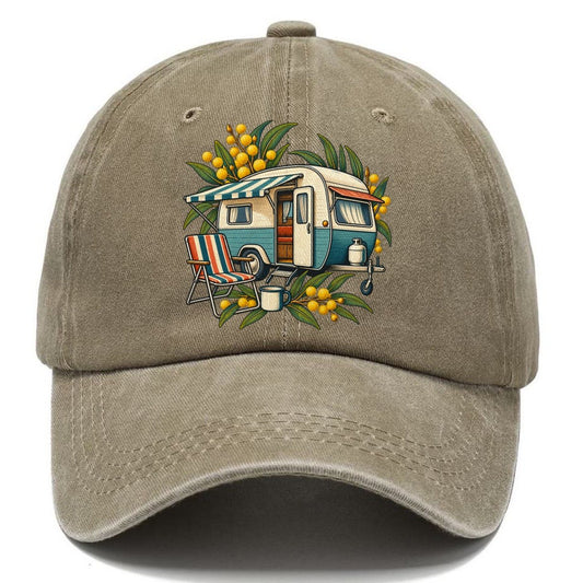 Retro Caravan Folding Chair And Enamel Mug Australia Cultural Icons Classic Cap – Warm Sand