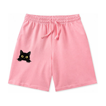 Black Cat Washed Shorts – Pink