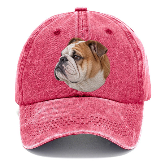 Bulldog Serious Side Profile Character Club Classic Cap – Pomegranate Blush