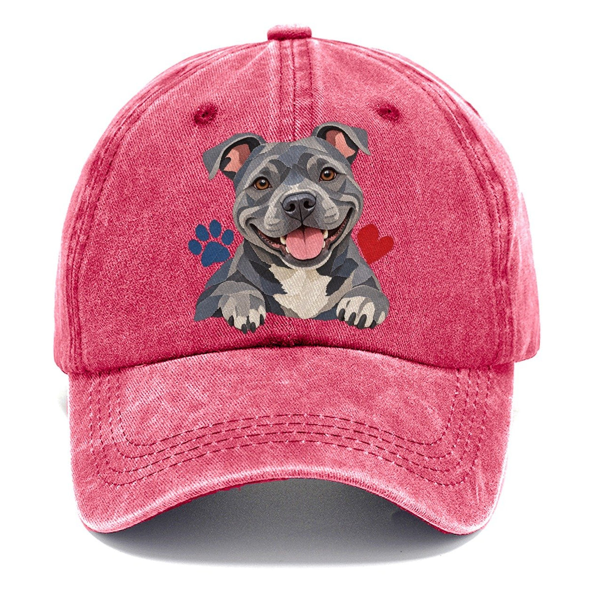 Cut-Paper Staffy Blue Velvet Companions Classic Cap – Pomegranate Blush