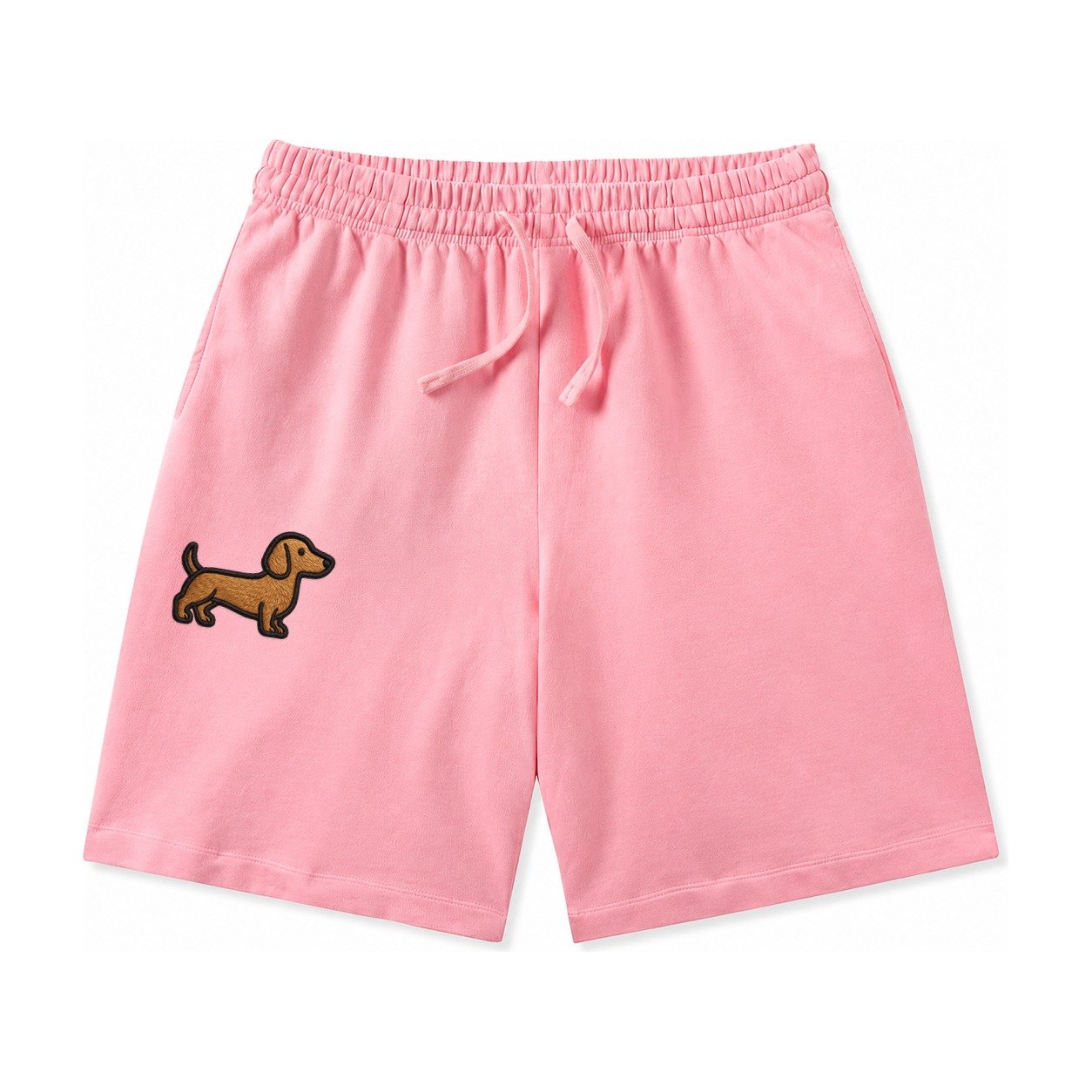 Dachshund Modern Elongated Silhouette Washed Shorts – Pink