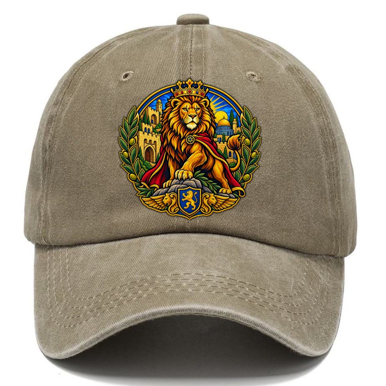 Lion Of Judah Heraldic Jerusalem Classic Cap – Warm Sand